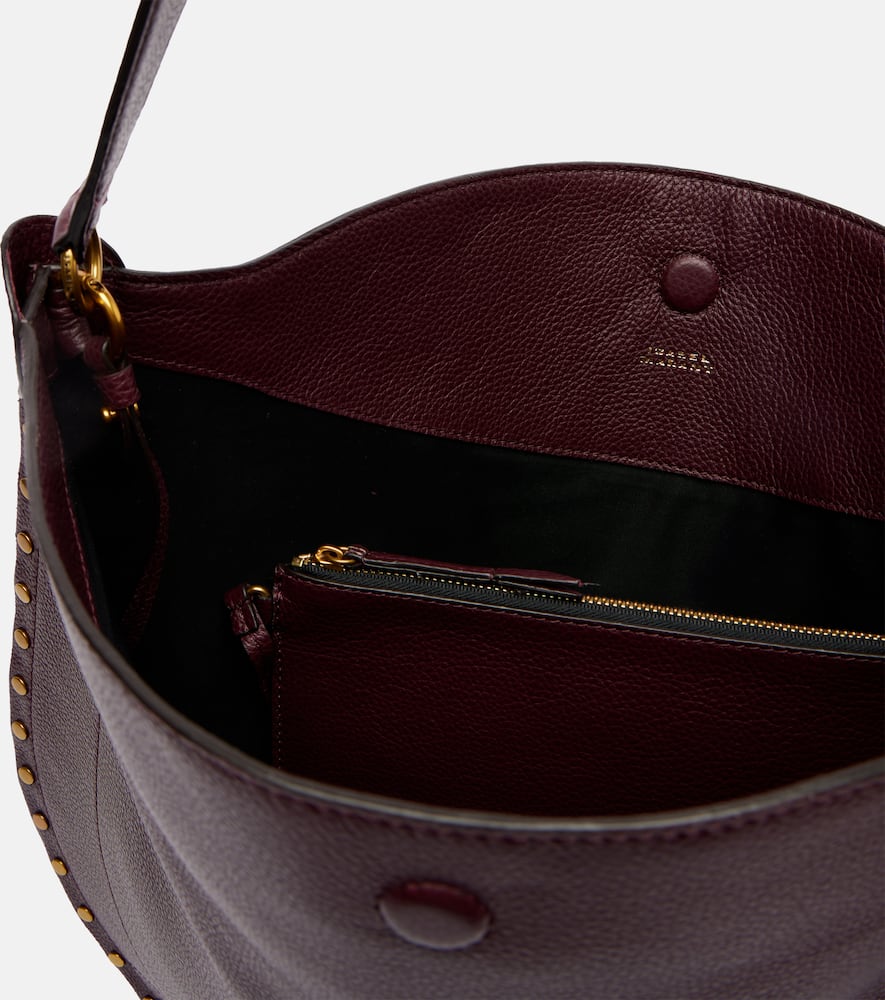 Isabel Marant Oskan Medium Leather Shoulder Bag In Burgundy