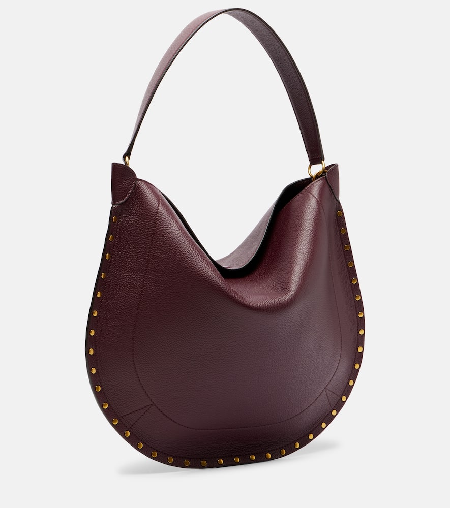 Isabel Marant Oskan Medium Leather Shoulder Bag In Burgundy