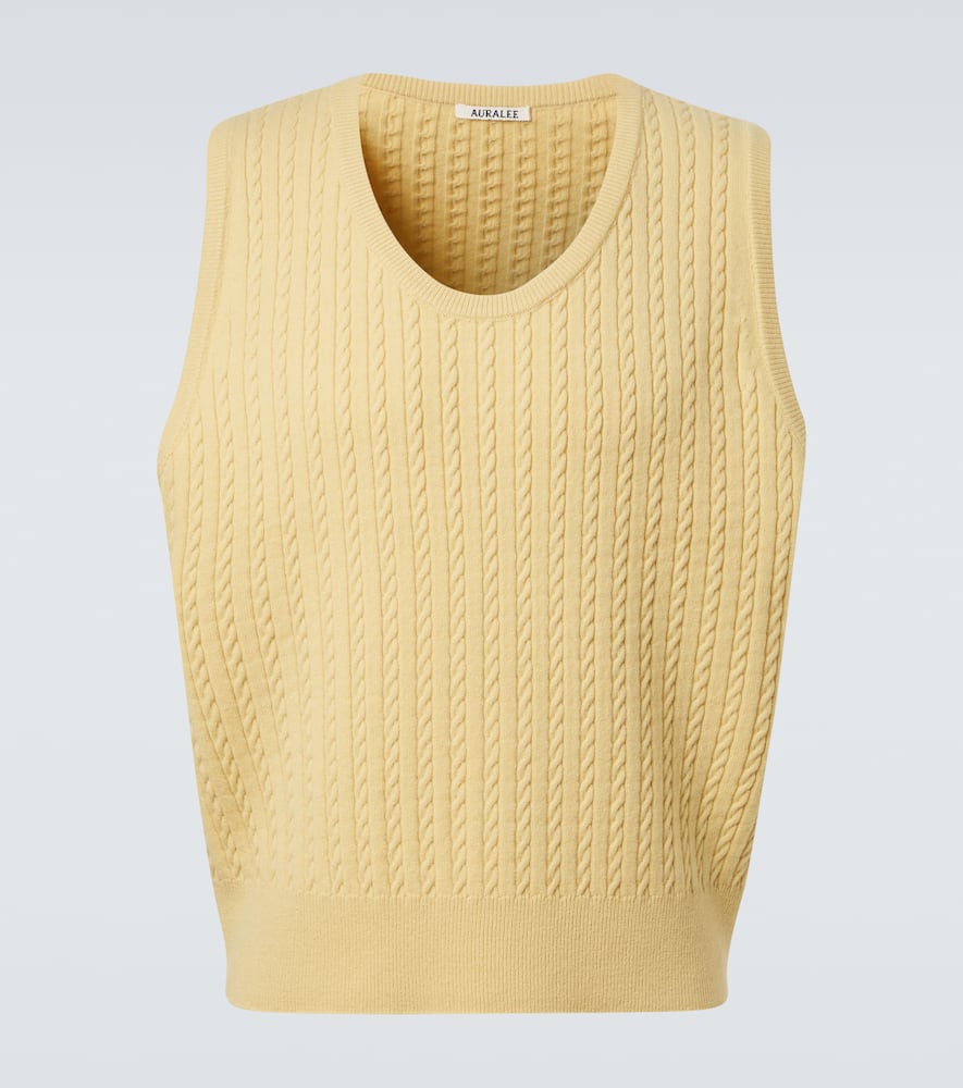 Auralee Cable-knit Wool Vest In Yellow