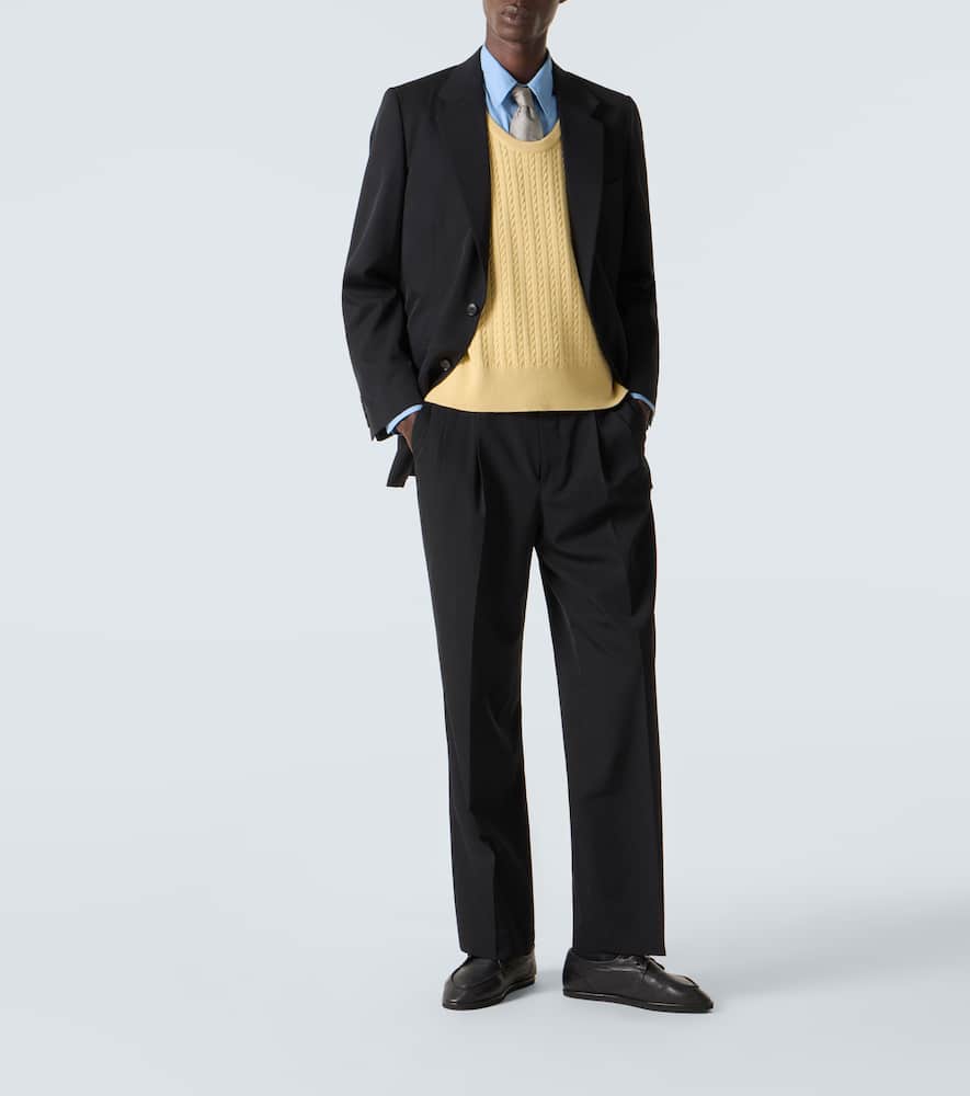 Auralee Cable-knit Wool Vest In Yellow