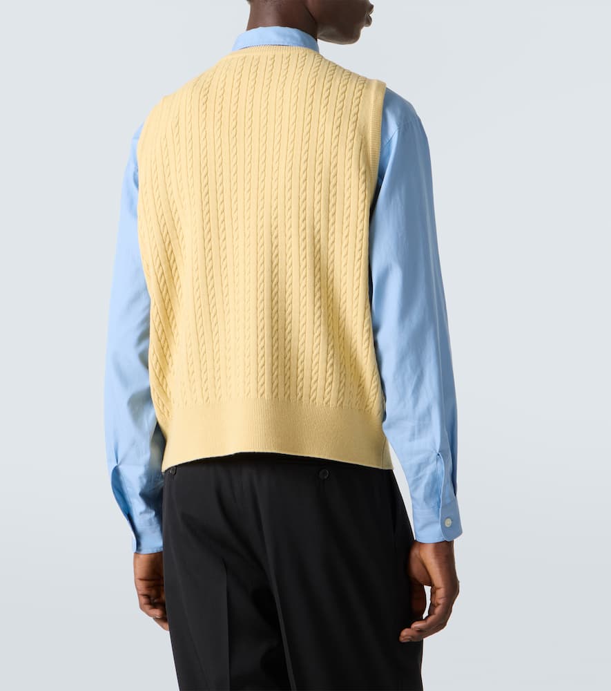 Auralee Cable-knit Wool Vest In Yellow