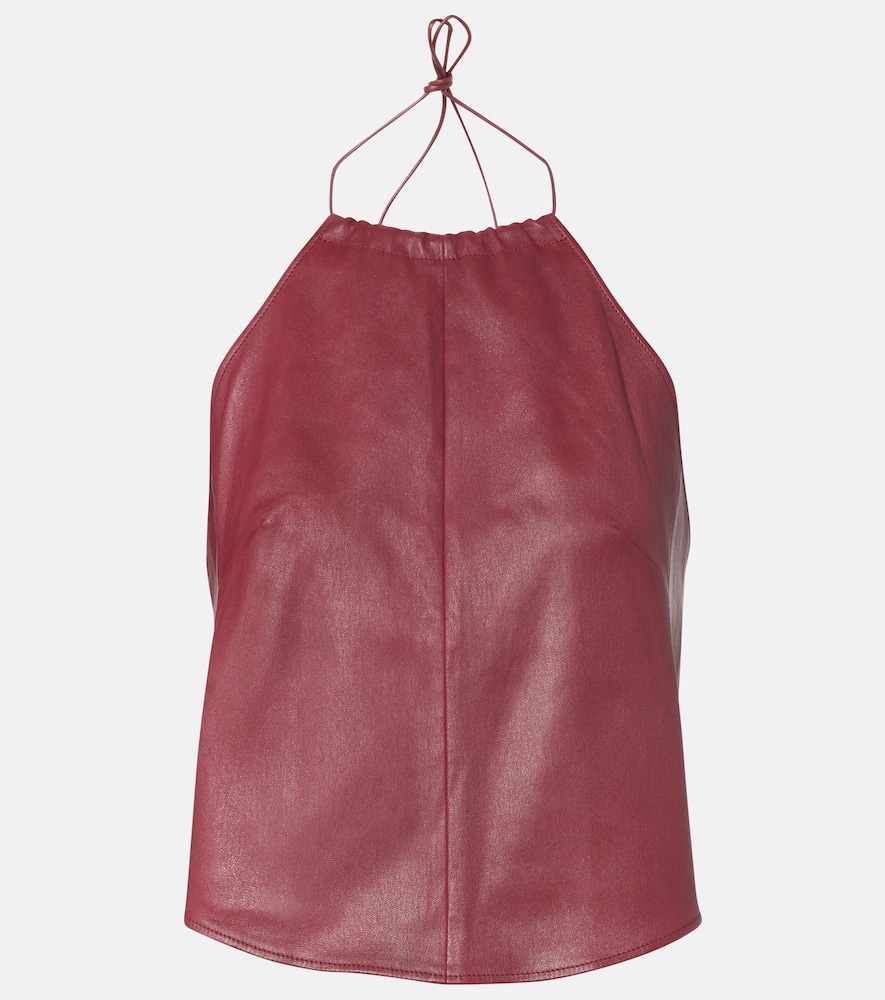 Stouls Rosie Open-back Leather Top In Red