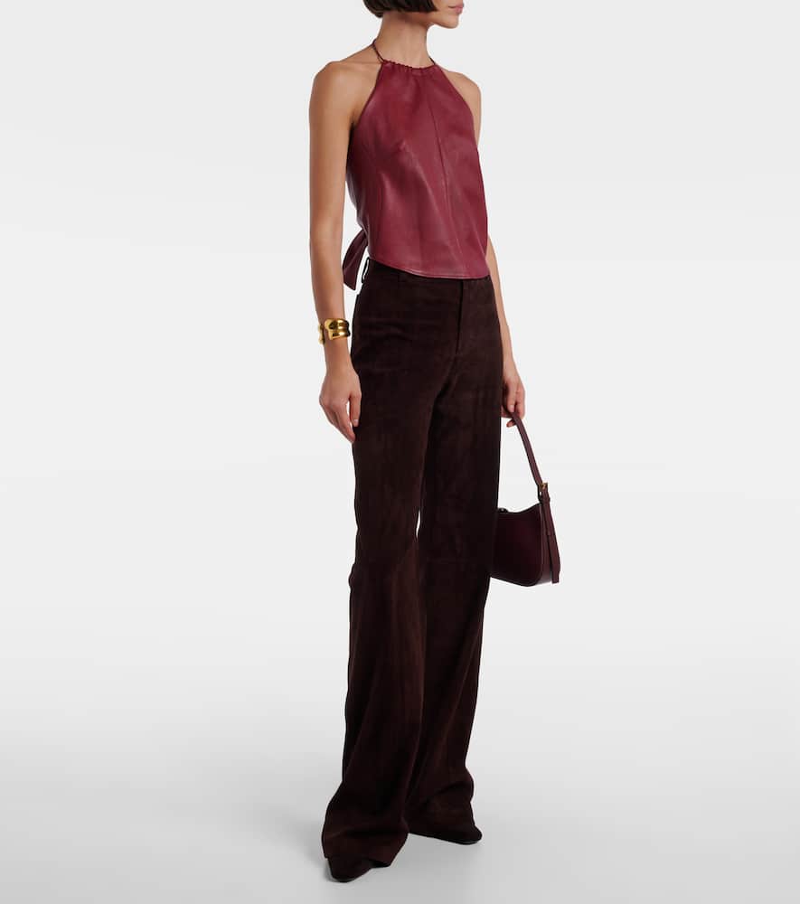 Stouls Rosie Open-back Leather Top In Red