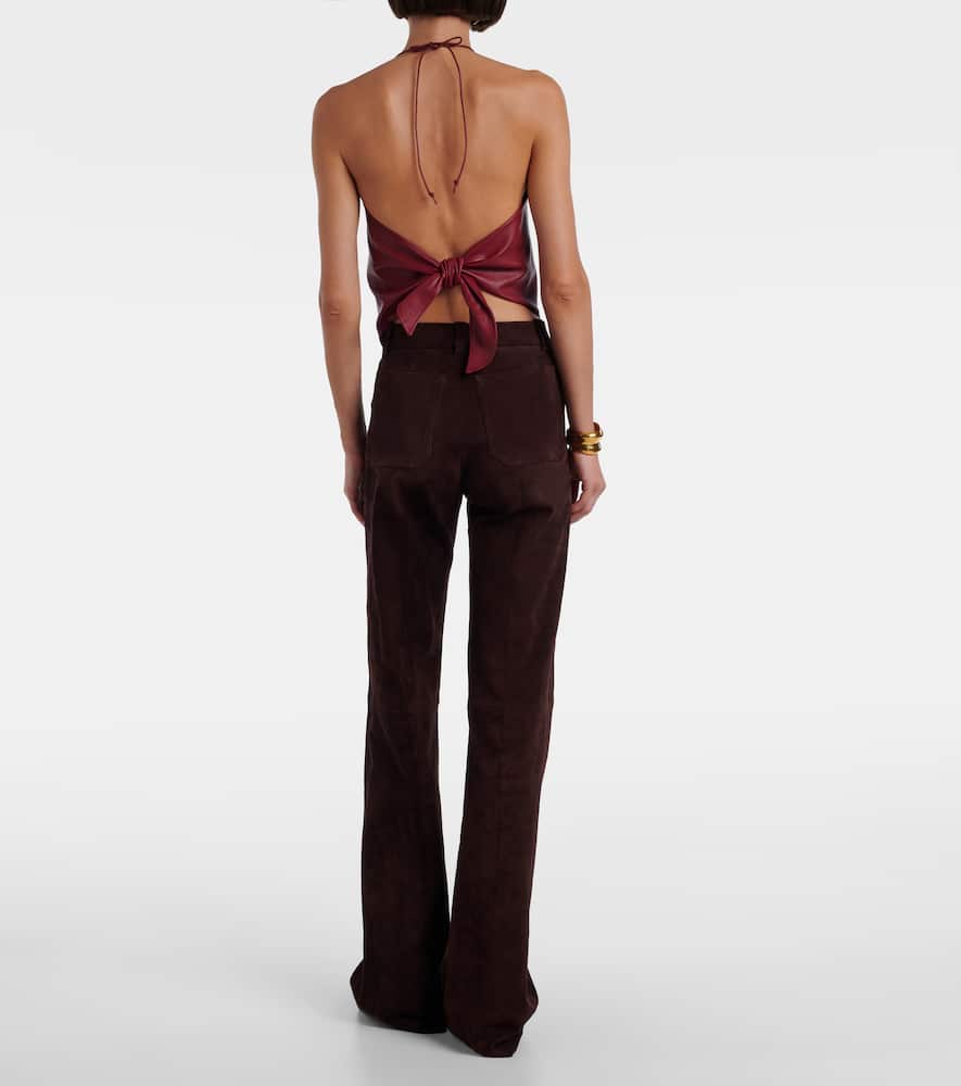 Stouls Rosie Open-back Leather Top In Red