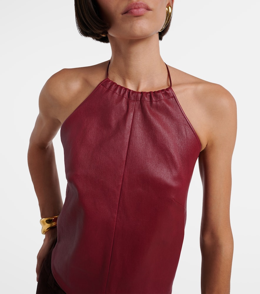 Stouls Rosie Open-back Leather Top In Red