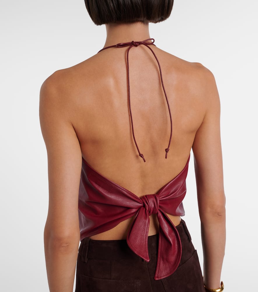 Stouls Rosie Open-back Leather Top In Red