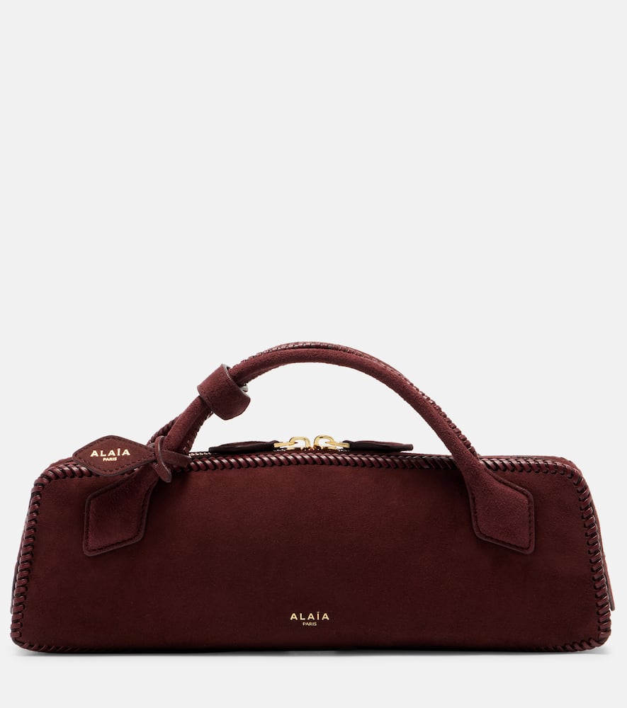 Alaïa Le Teckel Small Suede Clutch In Burgundy