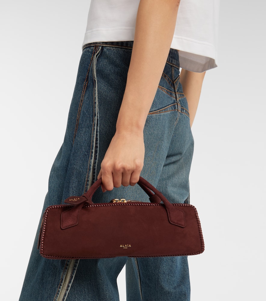 Alaïa Le Teckel Small Suede Clutch In Burgundy