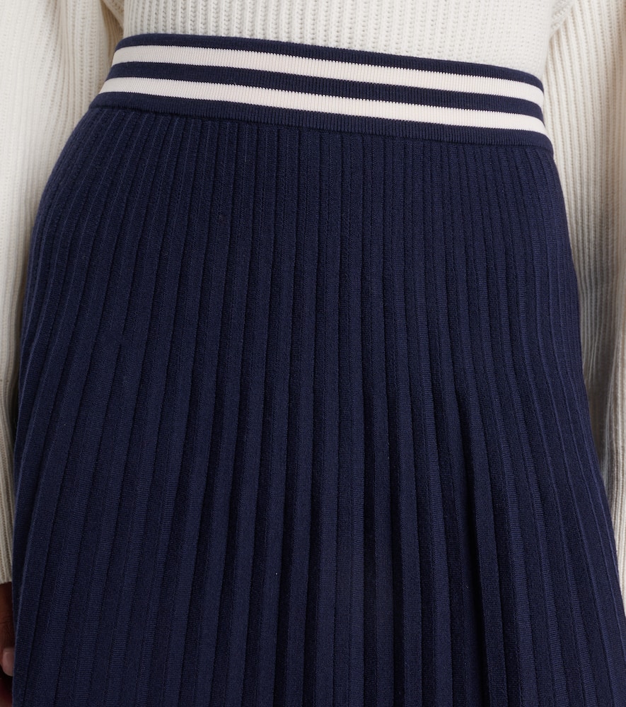 Thom Browne Striped Pleated Midi Skirt In Blue