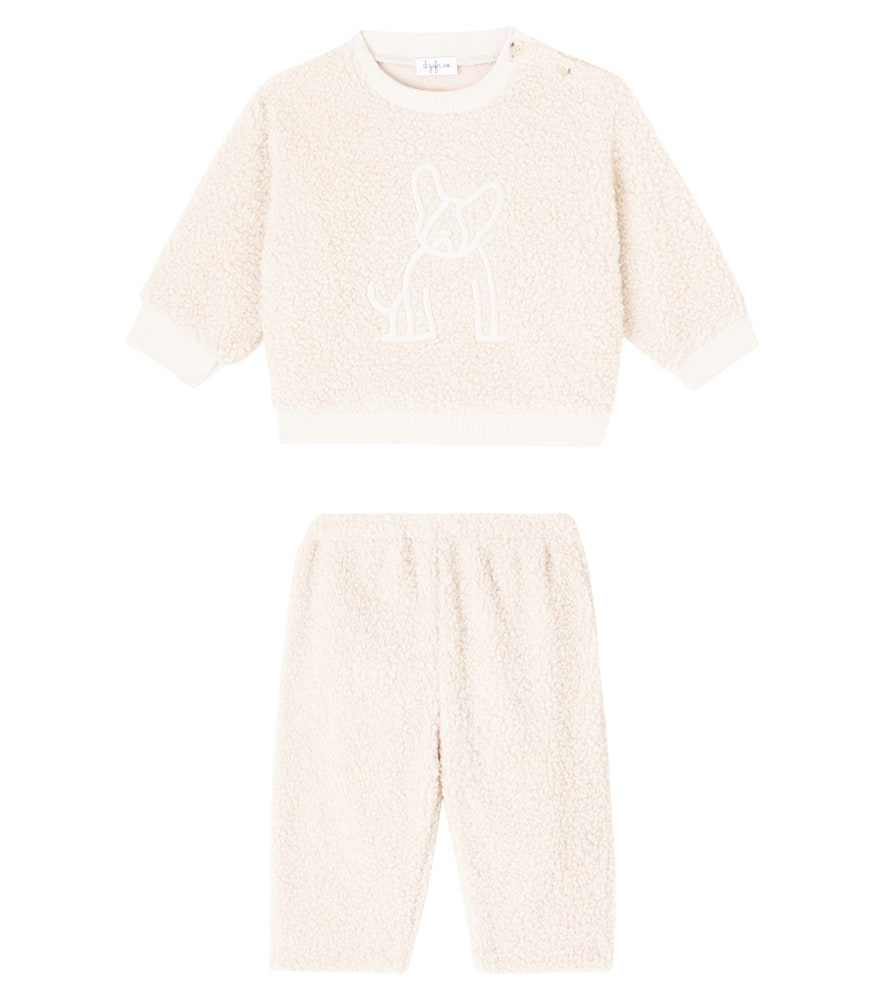 Il Gufo Baby Fleece Sweatshirt And Sweatpants Set In White