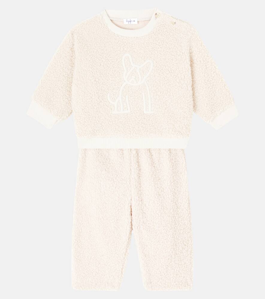 Il Gufo Baby Fleece Sweatshirt And Sweatpants Set In White