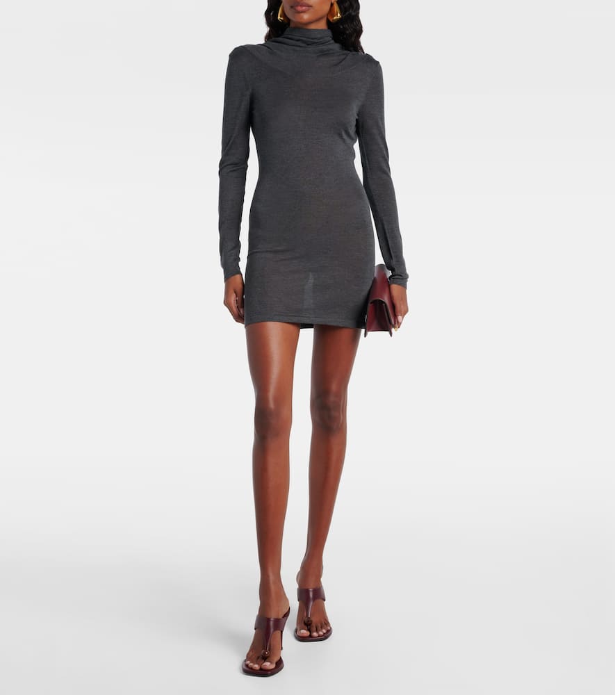 Aya Muse Rayne Silk And Cashmere Minidress In Gray