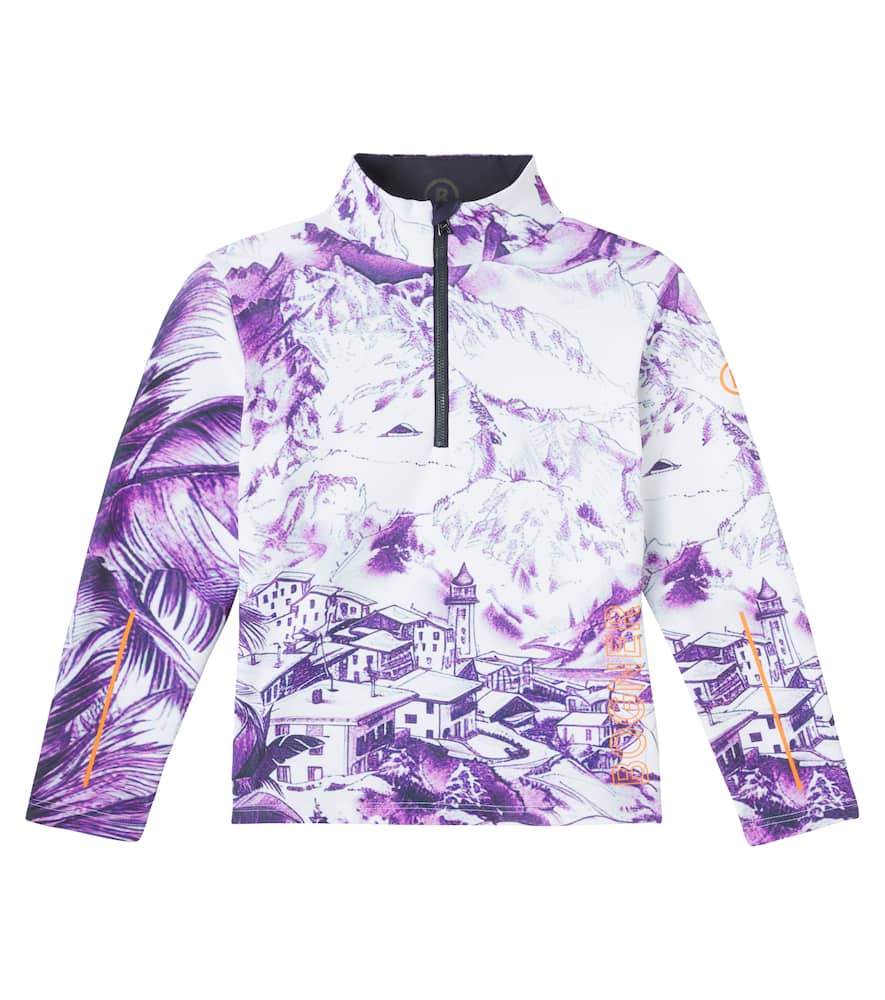 Bogner Chris Logo Printed Technical Half-zip Top In Purple