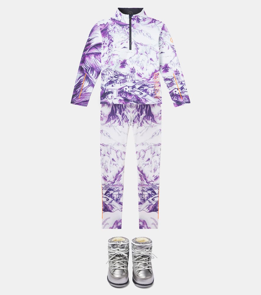 Bogner Chris Logo Printed Technical Half-zip Top In Purple
