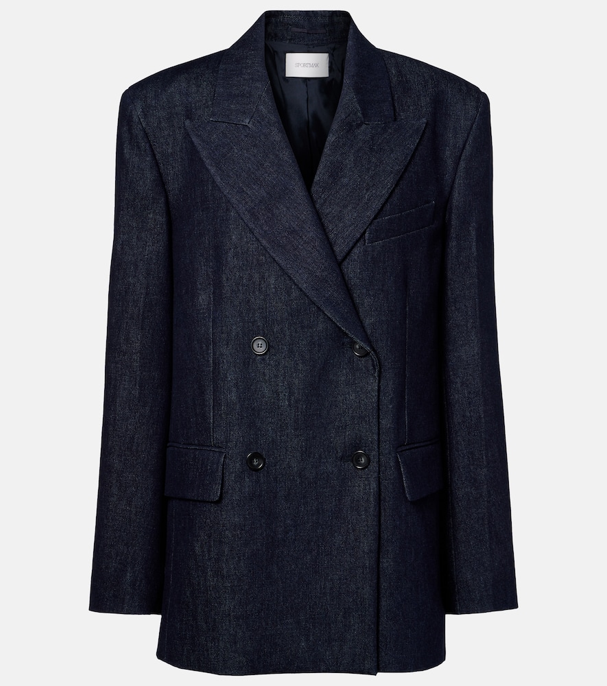 Sportmax Oversized Double-breasted Blazer Jackets And Coats Blue In Blue