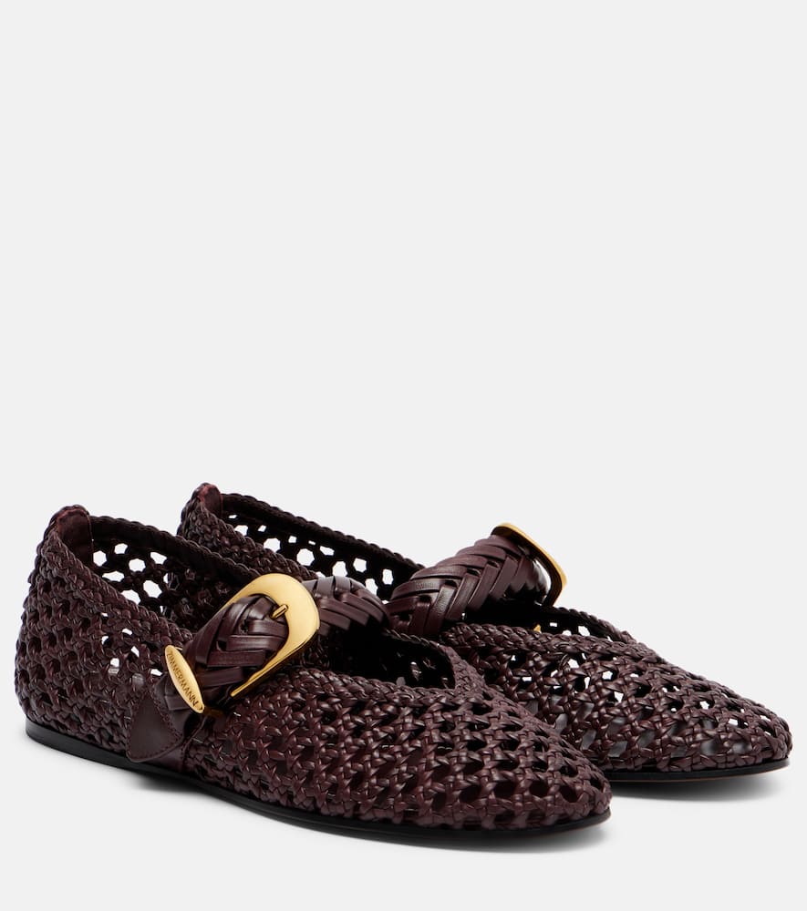 Zimmermann Helix Braided Leather Ballet Flats In Burgundy