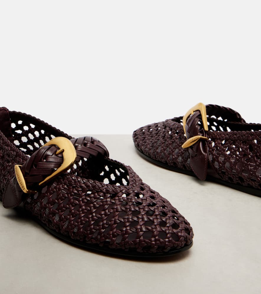 Zimmermann Helix Braided Leather Ballet Flats In Burgundy