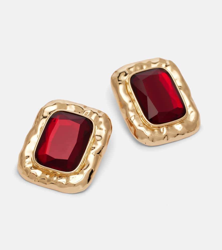 Self-Portrait Embellished gold-plated earrings