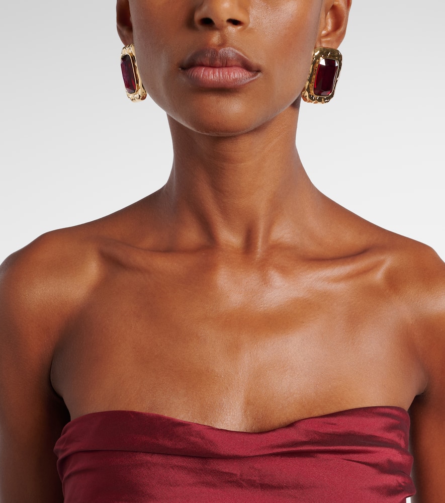 Self-Portrait Embellished gold-plated earrings