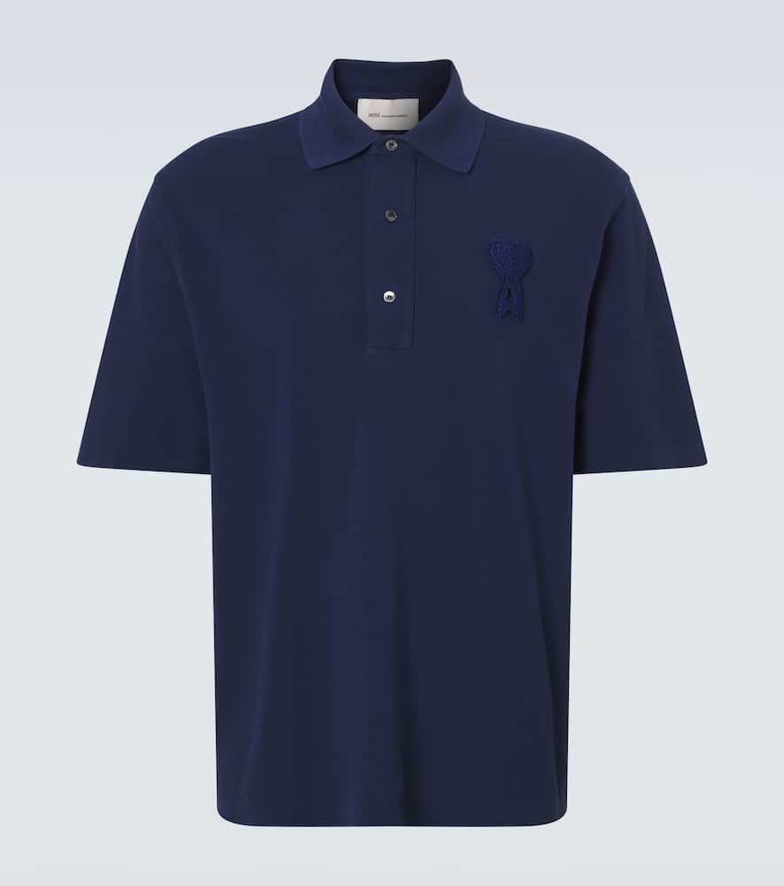 Ami Alexandre Mattiussi Cotton Piqué Polo Shirt In Blue