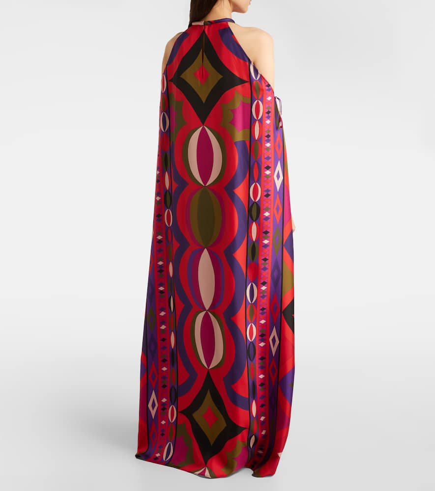 Pucci Collane Cutout Silk Kaftan In Animal Print