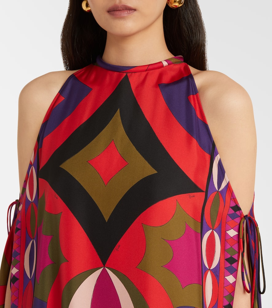 Pucci Collane Cutout Silk Kaftan In Animal Print
