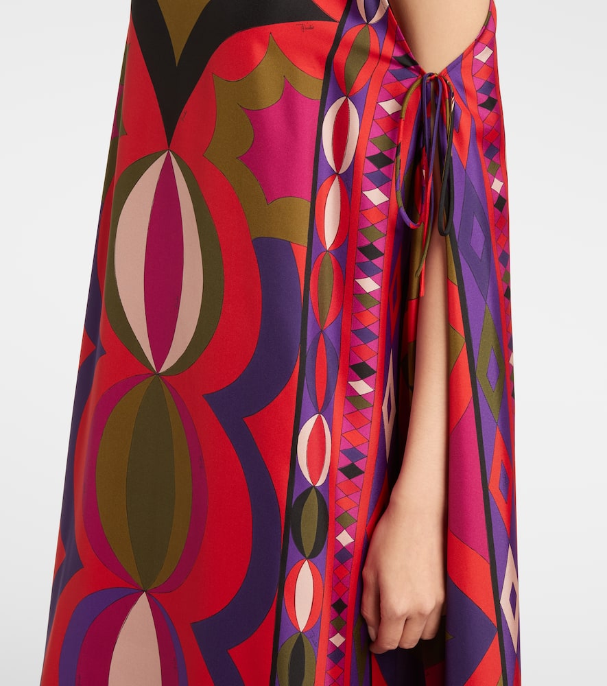 Pucci Collane Cutout Silk Kaftan In Animal Print
