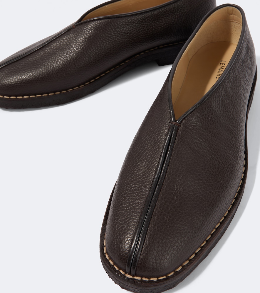 Piped Leather Slip-On Shoes