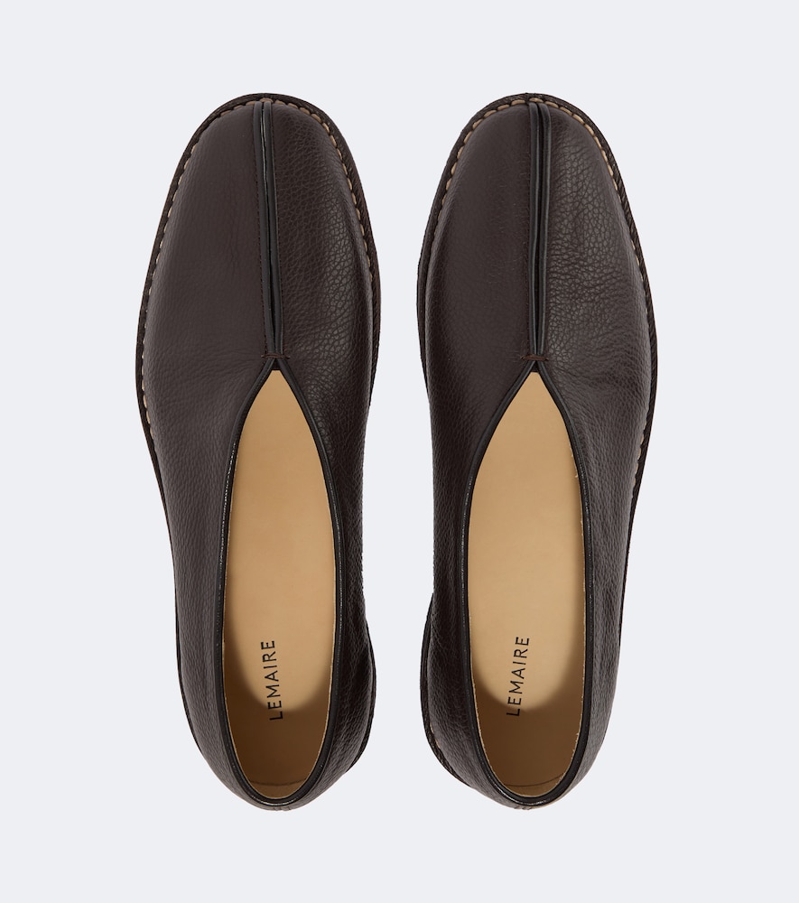 Piped Leather Slip-On Shoes