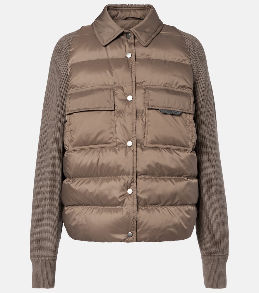 Brunello Cucinelli Women's Beige Wool, Cashmere, And Silk Down Jacket UK Size 18 - Mytheresa