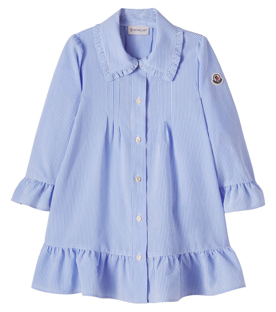 Moncler Enfant Ruffled striped shirt dress