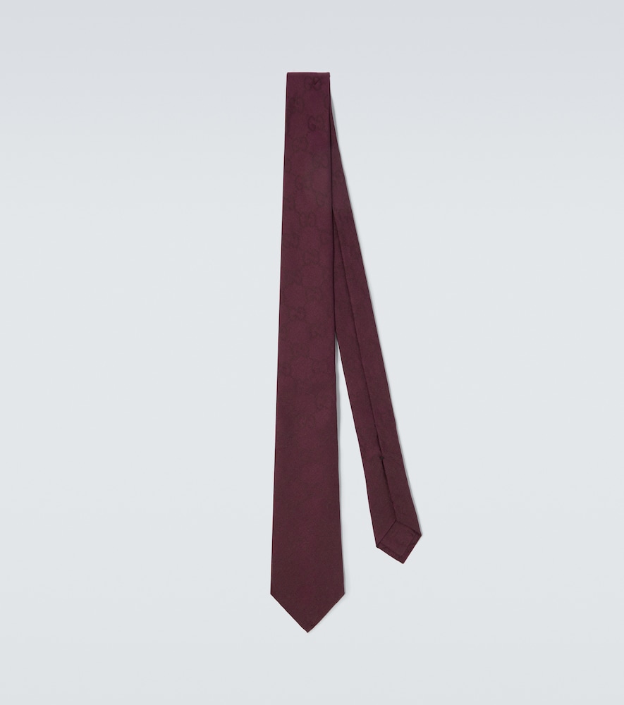 Gucci Men's Burgundy Gg Cotton And Silk Jacquard Tie