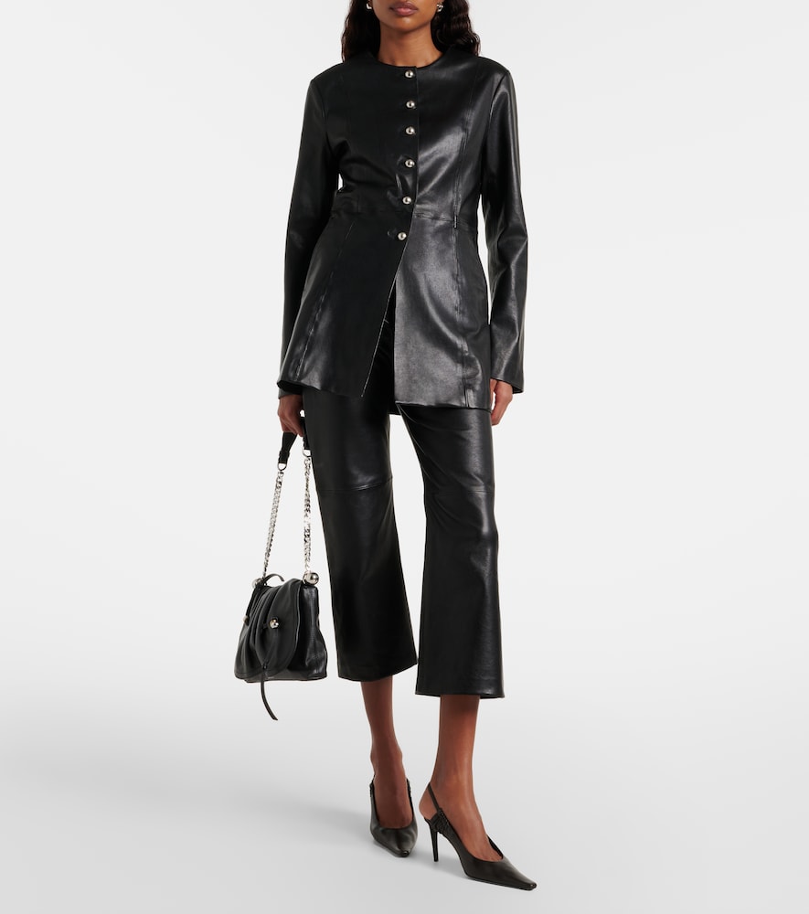 Nour Hammour Leather cropped slim pants