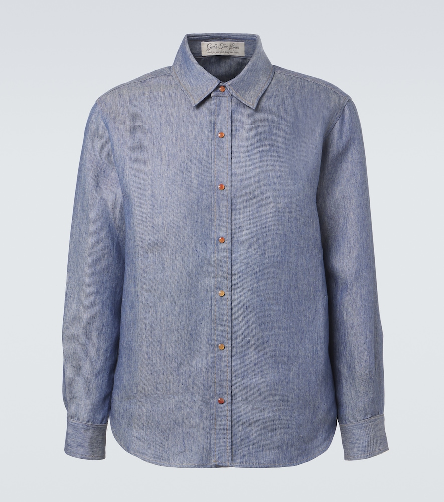 God's True Cashmere Linen denim shirt with carnelian