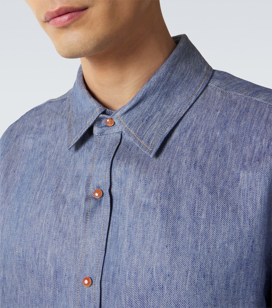 Linen Denim Shirt With Carnelian