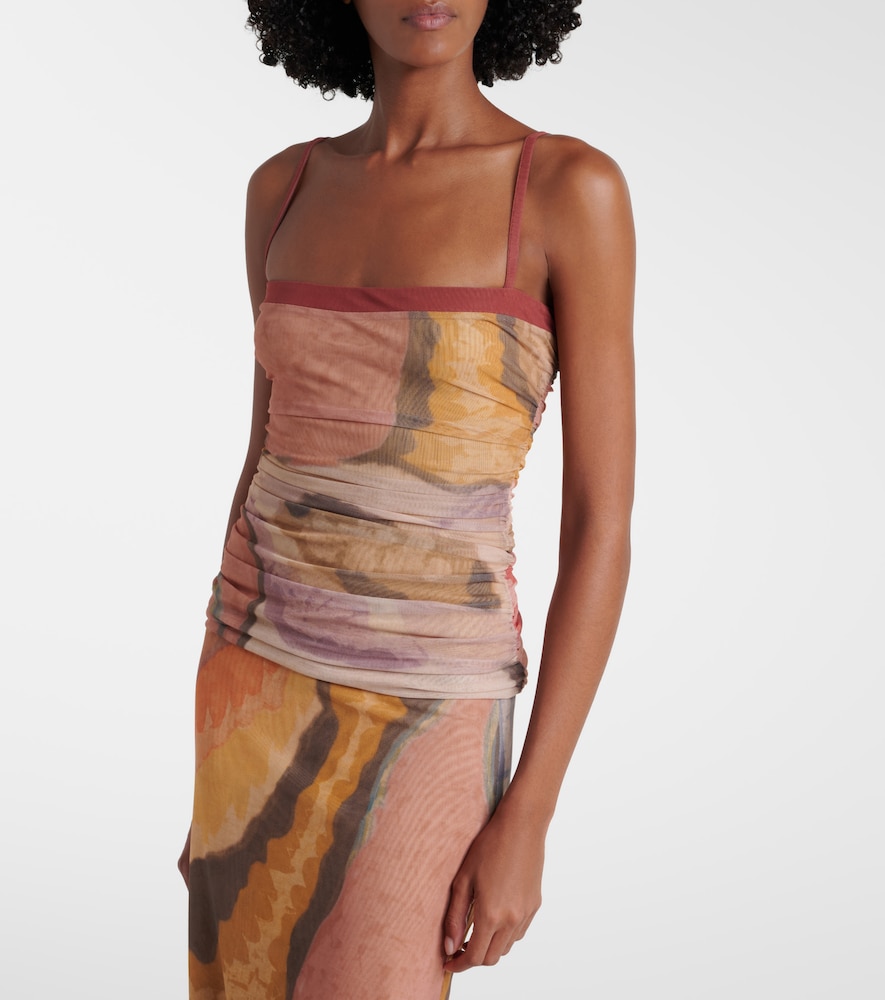  Sir Sir Gathered Printed Mesh Tank Top 