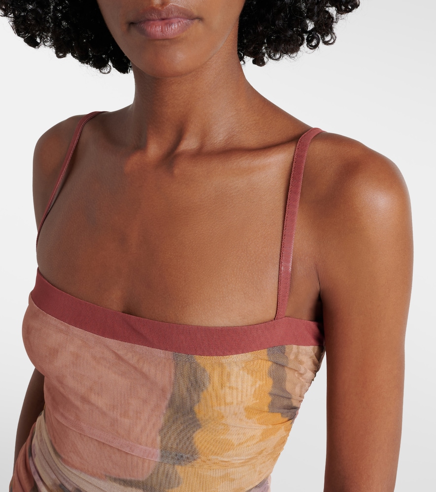  Sir Sir Gathered Printed Mesh Tank Top 