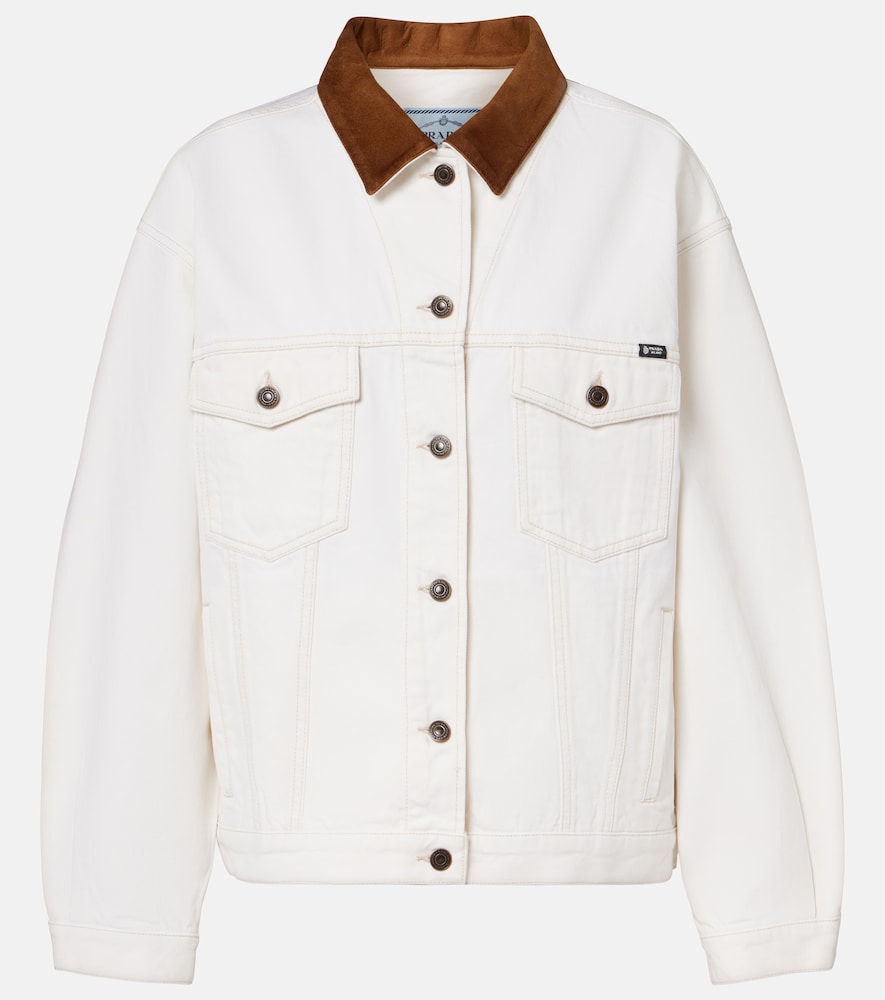 Prada Suede Trimmed Denim Jacket