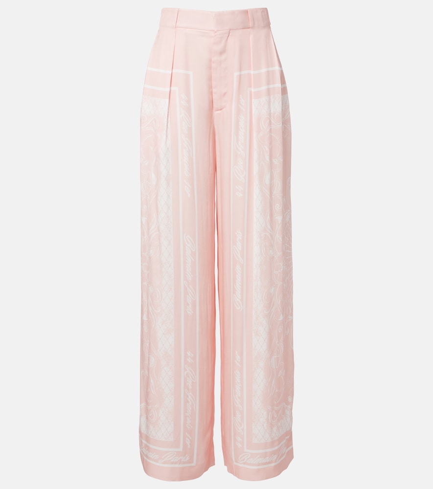 Bedruckte Hose mit weitem Bein aus Satin