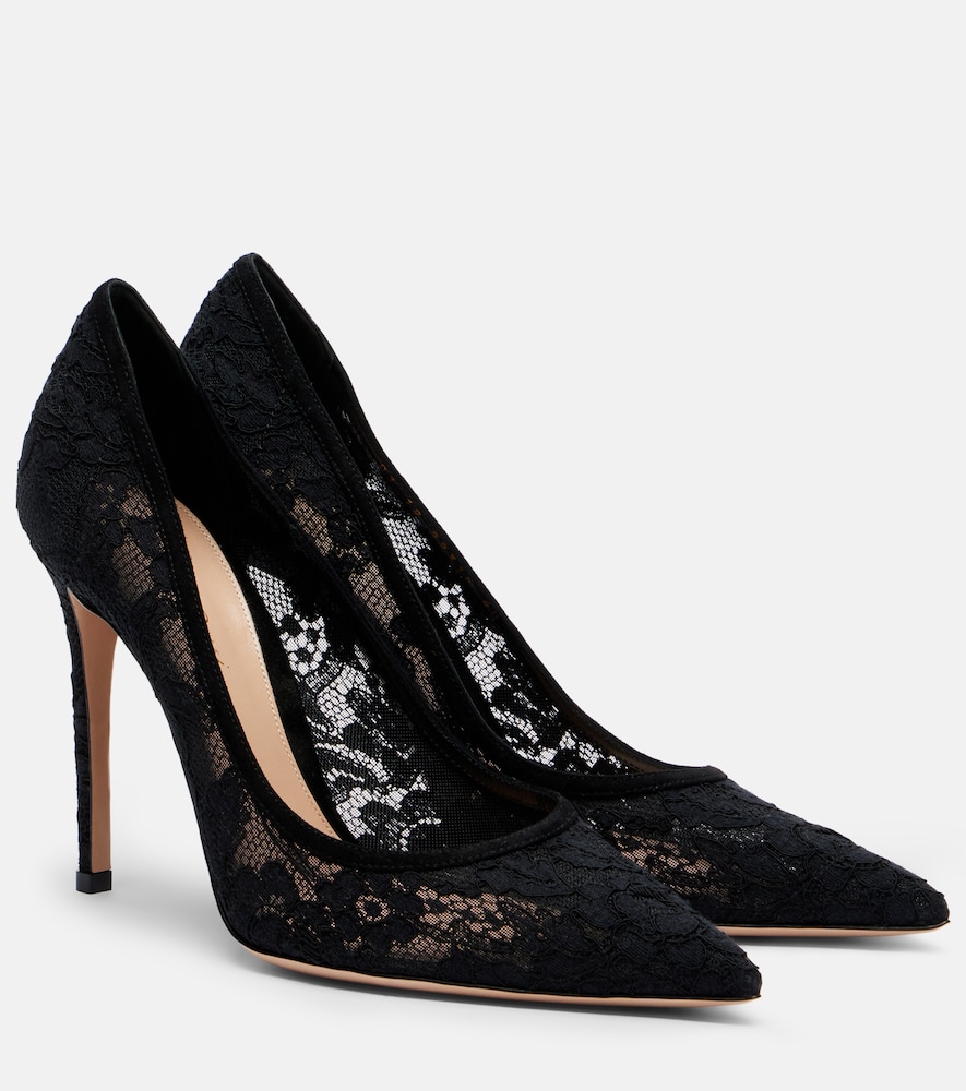 Gianvito Rossi Claudia suede-trimmed lace pumps - Women's Shoes
