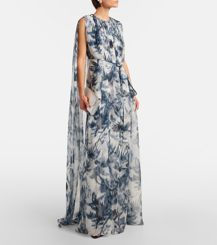 Oscar de la Renta Caped silk gown