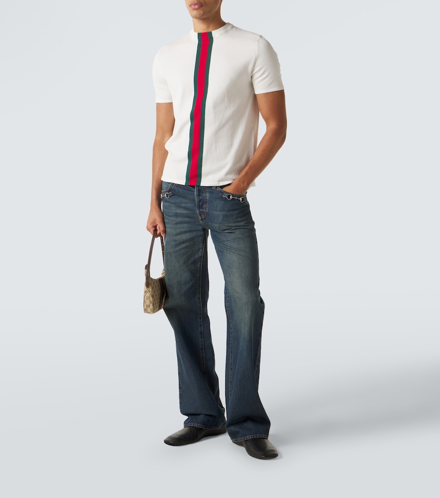  Gucci Gucci Camiseta De Algodón Con Web 