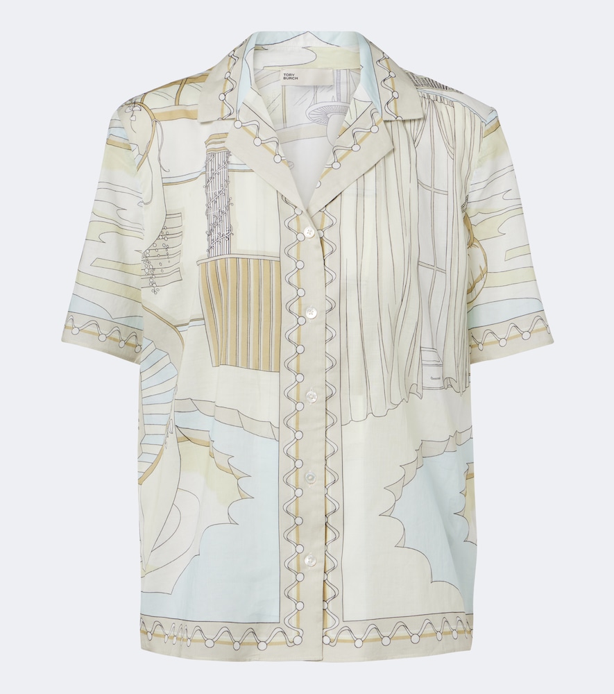 Tory Burch Printed Cotton Shirt In Multi