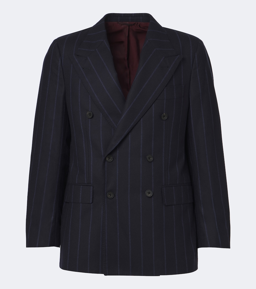 Rubinacci Chalk Stripe Virgin Wool Blazer In Blue Pinstripe