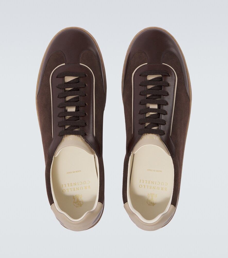  Brunello Cucinelli Brunello Cucinelli Leather-trimmed Suede Sneakers 