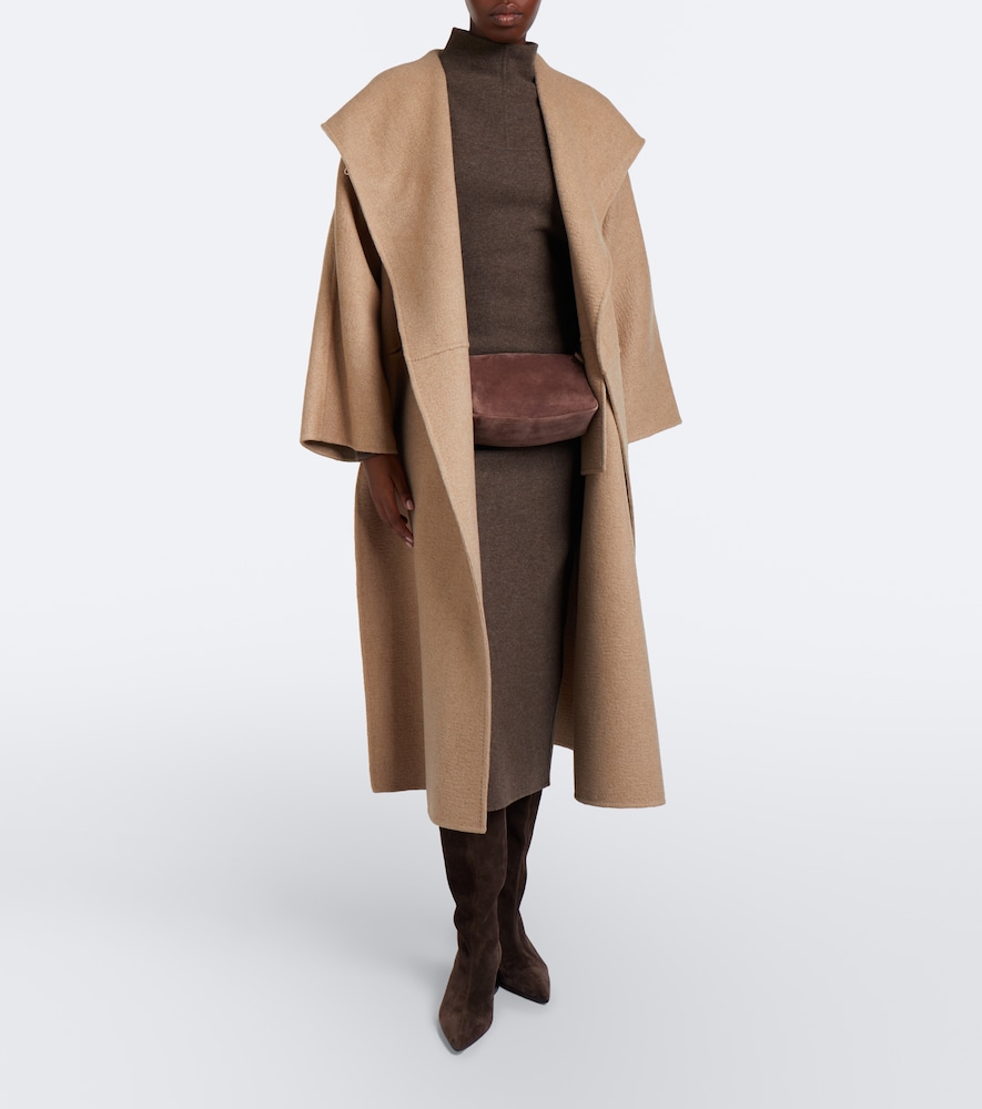 Hooded Camel Hair And Mohair Coat