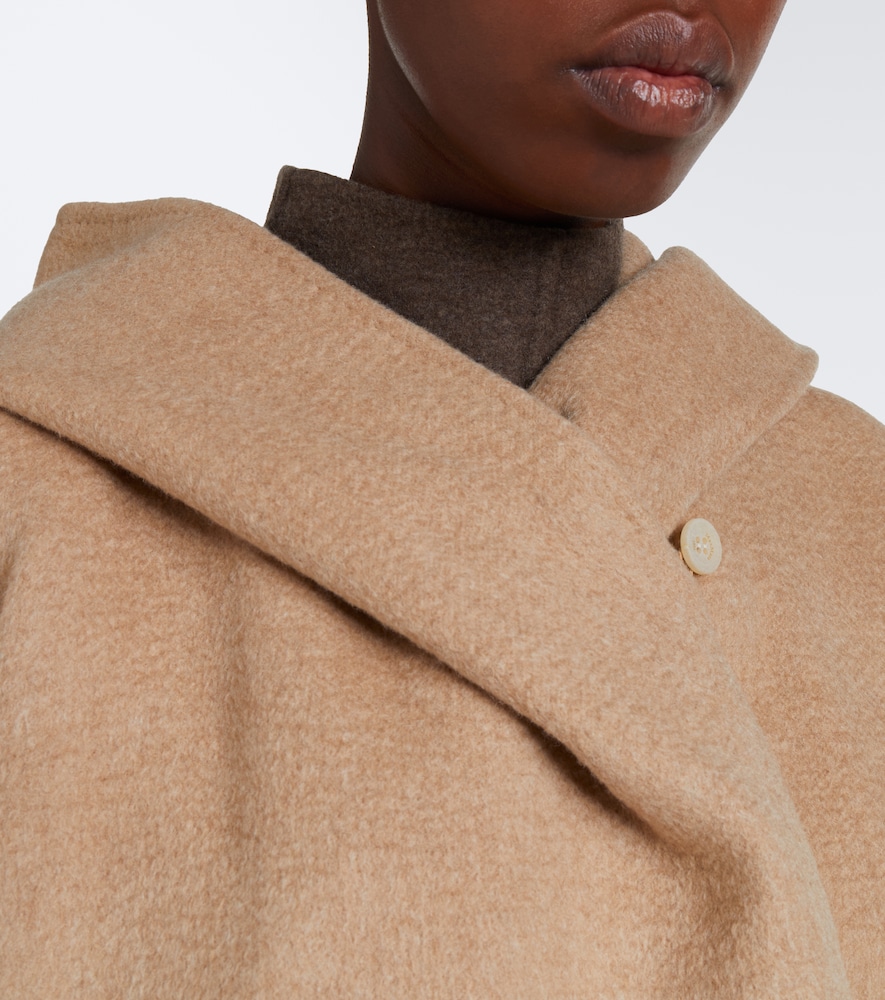 Hooded Camel Hair And Mohair Coat