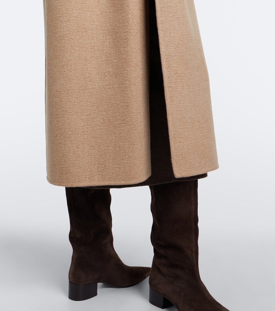 Hooded Camel Hair And Mohair Coat