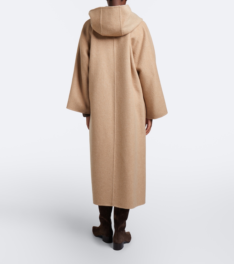 Hooded Camel Hair And Mohair Coat
