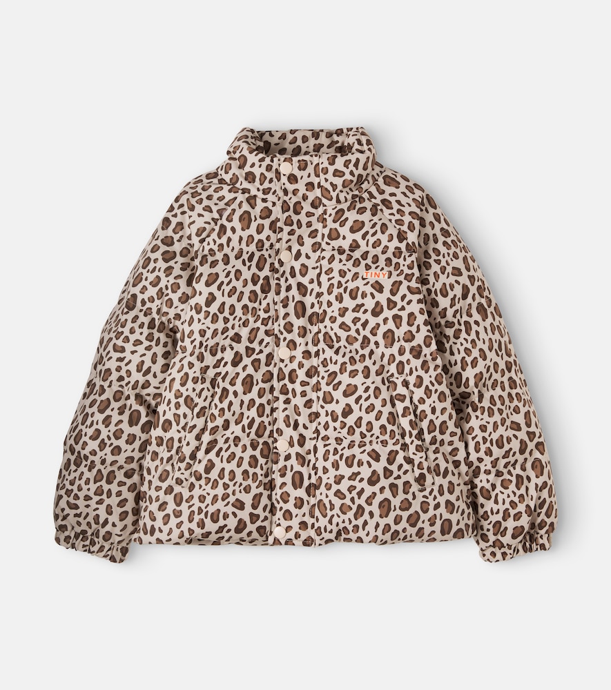 Tinycottons Leopard-print Cotton Puffer Jacket In Brown
